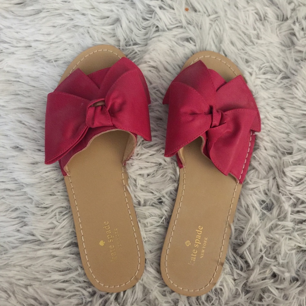 Kate spade pink bow slide sandals size 7